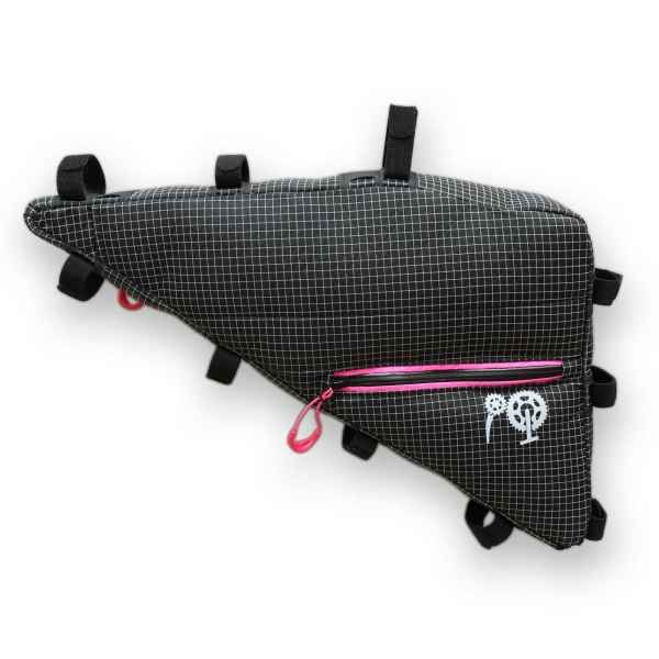 ROBO-KIWI Bikepacking Frame Bags - Triangulator Bag DGS - double, hot pink trim (5)